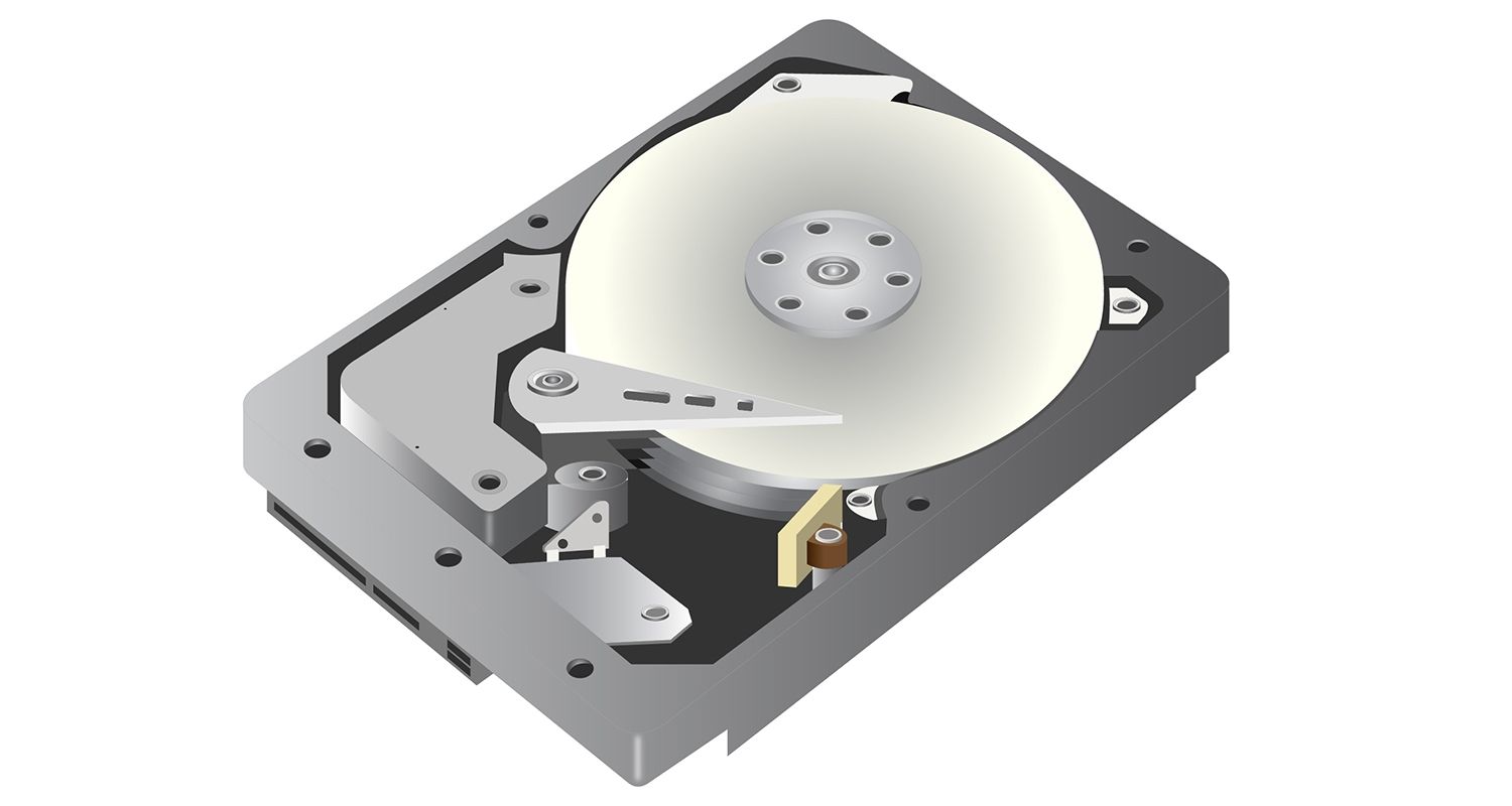 白を背景にしたハードディスクドライブ(HDD)のベクターグラフィックス画像